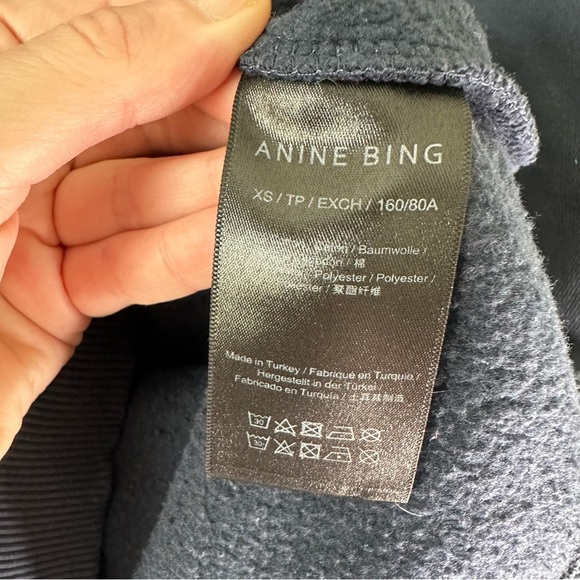 Anine Bing Dark Blue Sweatshirt with White Lettering - Picture 7 of 9